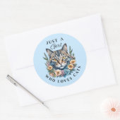 Gewoon een meisje dat van katten houdt ronde sticker (Envelop)