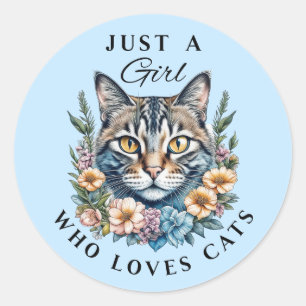 Gewoon een meisje dat van katten houdt ronde sticker
