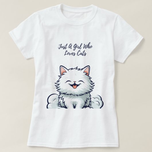 Gewoon een meisje dat van katten houdt - Schattige T-shirt (Design voorkant)