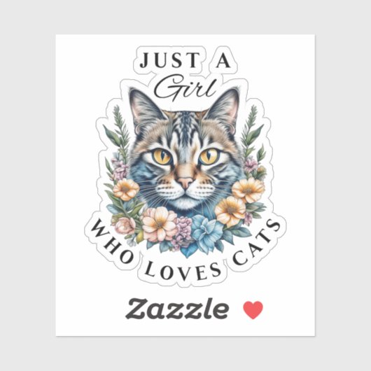 Gewoon een meisje dat van katten houdt sticker (Vel)