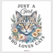 Gewoon een meisje dat van katten houdt sticker (Vel)