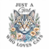 Gewoon een meisje dat van katten houdt sticker (Voorkant)