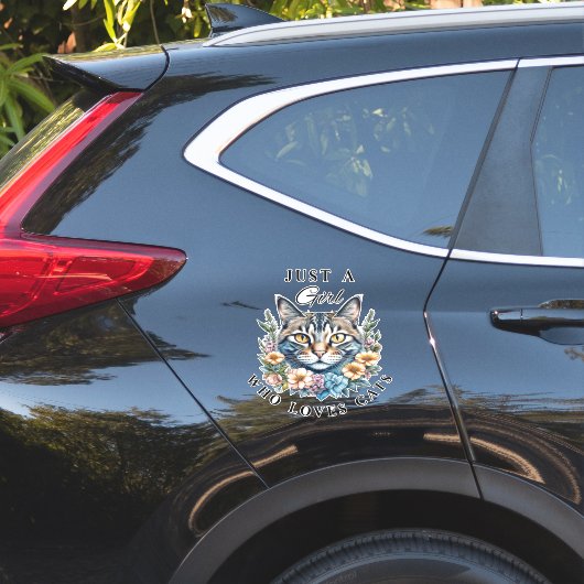 Gewoon een meisje dat van katten houdt sticker (Auto Zijkant)