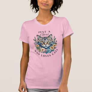 Gewoon een meisje dat van katten houdt t-shirt