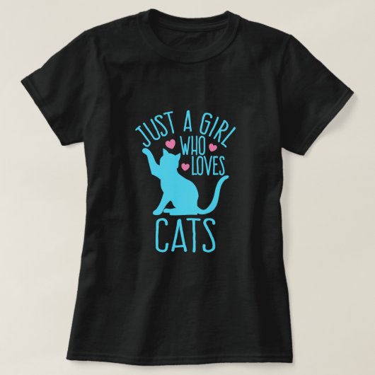 Gewoon een meisje dat van katten houdt t-shirt (Design voorkant)