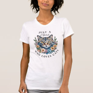 Gewoon een meisje dat van katten houdt t-shirt