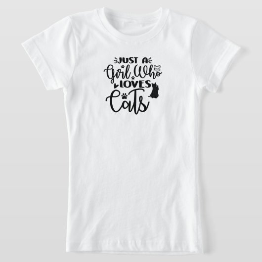Gewoon een meisje dat van katten houdt t-shirt (Laagn)