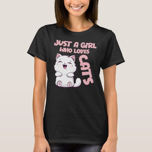 Gewoon Een Meisje Dat Van Katten Houdt T-shirt (Voorkant)