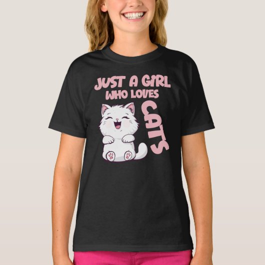 Gewoon Een Meisje Dat Van Katten Houdt T-shirt (Voorkant)