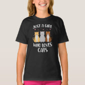Gewoon een meisje dat van katten houdt t-shirt (Voorkant)