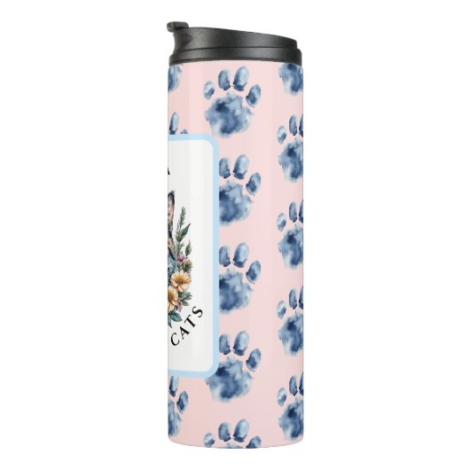 Gewoon een meisje dat van katten houdt thermosbeker (Geroteerd rechts)