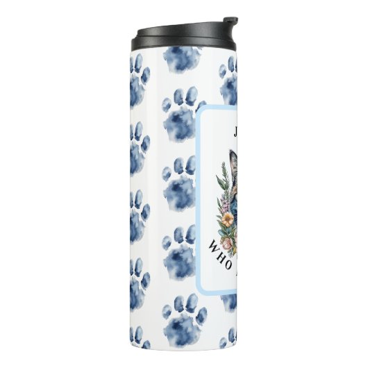 Gewoon een meisje dat van katten houdt thermosbeker (Gedraaid links)