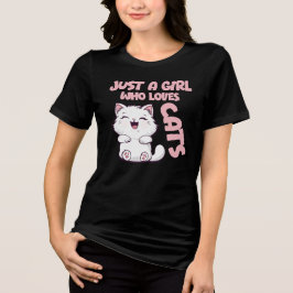 Gewoon een meisje dat van katten houdt Tri-Blend shirt