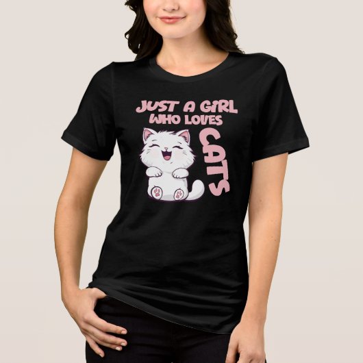 Gewoon een meisje dat van katten houdt  Tri-Blend shirt (Voorkant)