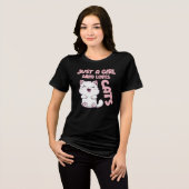 Gewoon een meisje dat van katten houdt  Tri-Blend shirt (Voorkant volledig)