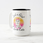 Gewoon een meisje dat van katten houdt tweekleurige koffiemok (Voorkant links)