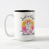 Gewoon een meisje dat van katten houdt tweekleurige koffiemok (Links)