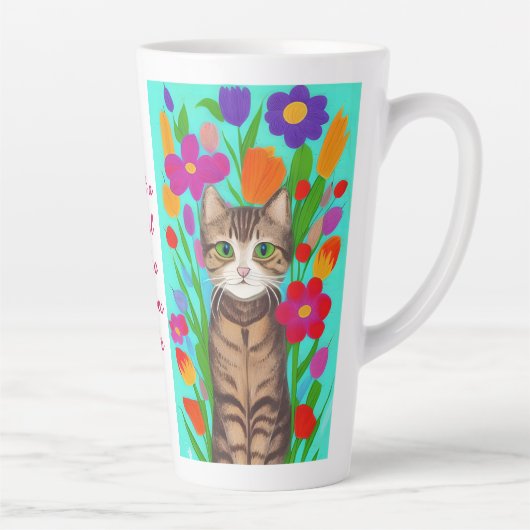 Gewoon een meisje dat van katten houdt | Volkskuns Latte Mok (Rechts)