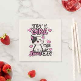 Gewoon een meisje dat van katten houdt Zoete zwart Servet