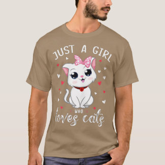 Gewoon een meisje dat van kattenkattenkat houdt, d t-shirt