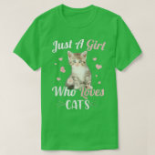 Gewoon een meisje dat van kattenkattenkat houdt, L T-shirt (Design voorkant)