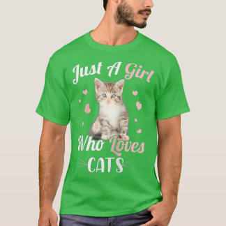 Gewoon een meisje dat van kattenkattenkat houdt, L T-shirt