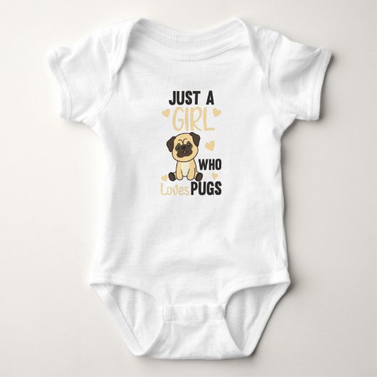 Gewoon een meisje dat van Kawaii Dog Pug houdt Romper (Voorkant)