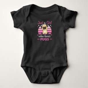 Gewoon een meisje dat van Kawaii Dog Pug houdt Romper