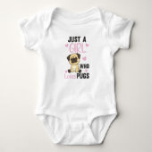 Gewoon een meisje dat van Kawaii Dog Pug houdt Romper (Voorkant)