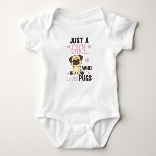 Gewoon een meisje dat van Kawaii Dog Pug houdt Romper (Voorkant)