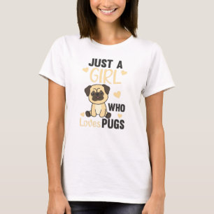 Gewoon een meisje dat van Kawaii Dog Pug houdt T-shirt