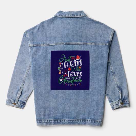 Gewoon Een Meisje Dat Van Kerst Mis Houdt Denim Jacket (Achterkant)