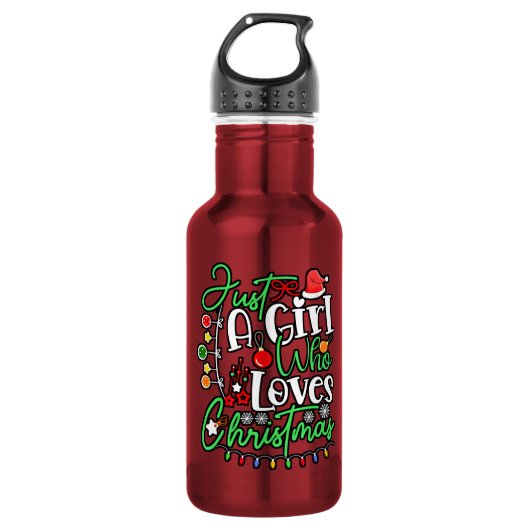 Gewoon Een Meisje Dat Van Kerst Mis Houdt Waterfles (Voorkant)