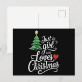 Gewoon een meisje dat van kerstboom familie cadeau feestdagenkaart (Voorkant / Achterkant)