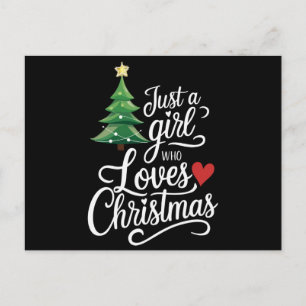 Gewoon een meisje dat van kerstboom familie cadeau feestdagenkaart