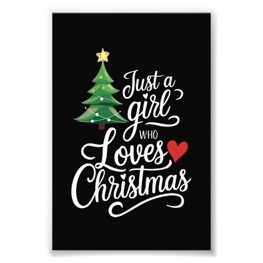 Gewoon een meisje dat van kerstboom familie cadeau foto afdruk (Voorkant)