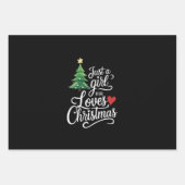 Gewoon een meisje dat van kerstboom familie cadeau inpakpapier vel (Voorkant)