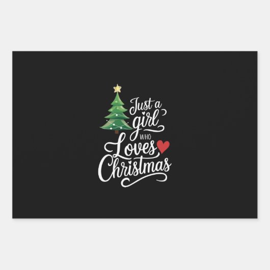 Gewoon een meisje dat van kerstboom familie cadeau inpakpapier vel (Voorkant)