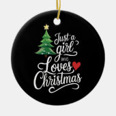 Gewoon een meisje dat van kerstboom familie cadeau keramisch ornament (Voorkant)