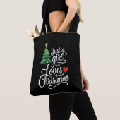 Gewoon een meisje dat van kerstboom familie cadeau tote bag (Dichtbij)