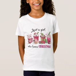 Gewoon een meisje dat van kerstkoffie houdt, Fun T T-shirt
