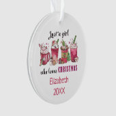Gewoon een meisje dat van kerstkoffie houdt ornament (voorkant)
