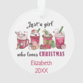 Gewoon een meisje dat van kerstkoffie houdt ornament (achterkant)