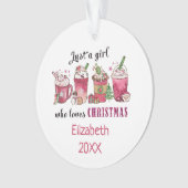 Gewoon een meisje dat van kerstkoffie houdt ornament (voorkant)