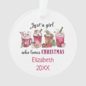 Gewoon een meisje dat van kerstkoffie houdt ornament (voorkant)