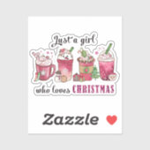 Gewoon een meisje dat van kerstkoffie houdt sticker (Vel)