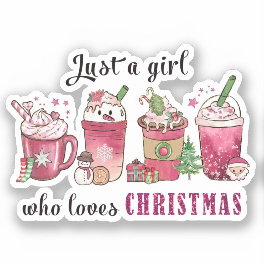 Gewoon een meisje dat van kerstkoffie houdt sticker (Voorkant)