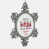 Gewoon een meisje dat van kerstkoffie houdt tin sneeuwvlok ornament (Links)