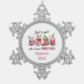 Gewoon een meisje dat van kerstkoffie houdt tin sneeuwvlok ornament (Voorkant)