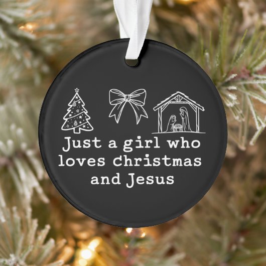 Gewoon een meisje dat van Kerstmis en Jezus Kerst Ornament (Boom)